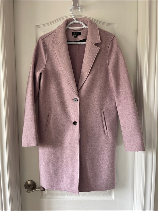 Only Jackets & Blazers - ONLY Blush Pink Single-Breasted Wool-Blend Pea Coat